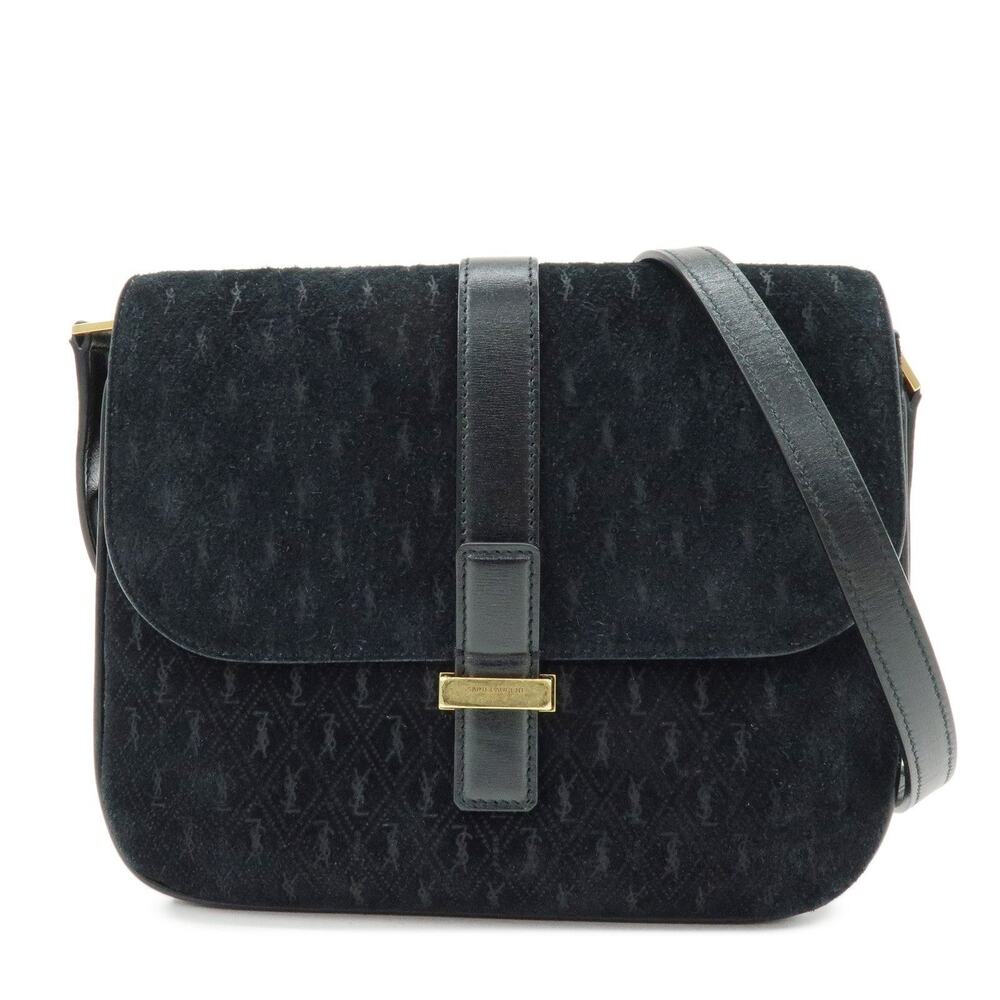 Saint Laurent Le Monogram Suede Shoulder Bag Black